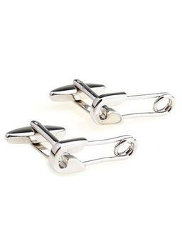 The Tie Hub - Safety Pin Silver Cufflinks
