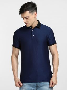 Jack & Jones - Blue Polo Neck T-shirt