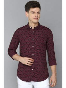 Allen Solly - Men Maroon Custom Fit Print Full Sleeves Casual Shirt