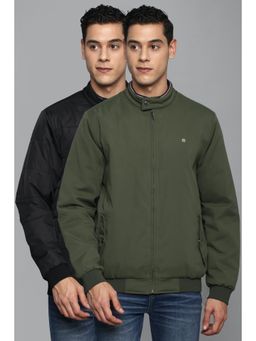 Allen Solly - Men Olive Solid Full Sleeves Casual Jacket Reversible