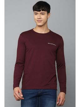 Allen Solly - Men Maroon Solid Crew Neck T-Shirt