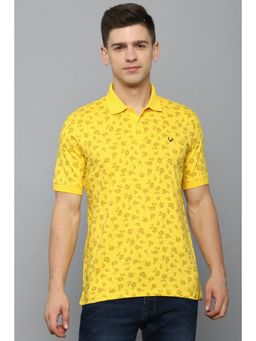 Allen Solly - Men Yellow Print Polo Neck T-Shirt