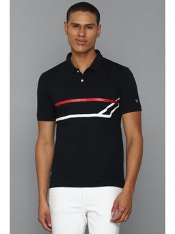 Allen Solly - Men Navy Printed Polo Neck T-Shirt