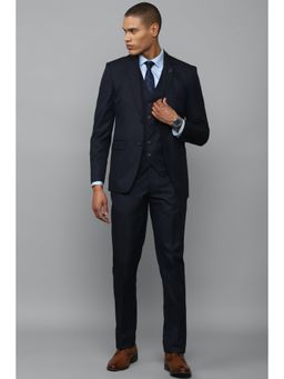 Allen Solly - Men Navy Slim Fit Textured Formal Suit (Set of 3)