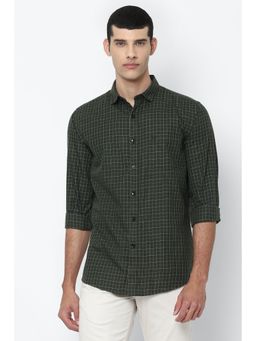 Allen Solly - Men Olive Slim Fit Check Full Sleeves Casual Shirt