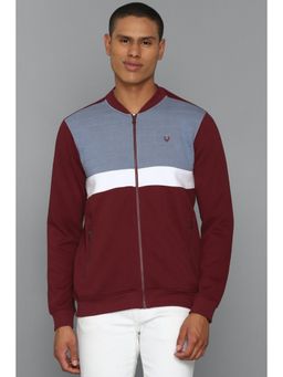 Allen Solly - Men Maroon Stylized Neck Full Sleeves Casual Sweatshirt
