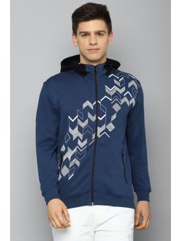 Allen Solly - Men Blue Hooded Neck Full Sleeves Casual Sweatshirt