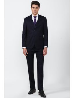 Van Heusen - Men Textured Navy Suit (Set of 3)