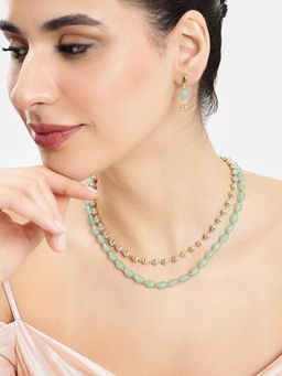 Estele - Adjustable Graceful 2-Layer Mint Green Beads Jewellery Set