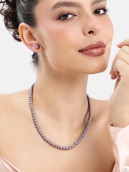 Estele - Adjustable Graceful Grey Beaded Pearl Jewellery Set
