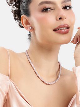 Estele - Adjustable Chic Light Grey Pearl Beaded Jewellery Set