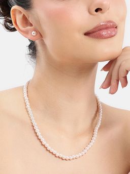 Estele - Adjustable Radiant Light Pink Pearl Beaded Jewellery Set