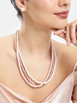 Estele - Adjustable Luxe Gold Plated Multi-Colour Twisted 3 Layer Pearl Jewellery Set