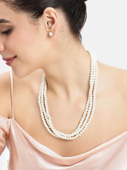 Estele - Adjustable Sleek Gold Finish Multi-Colour Twisted 3 Layer Pearl Jewellery Set