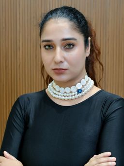 Odette - Adjustable White Alloy Embellished Necklace For women