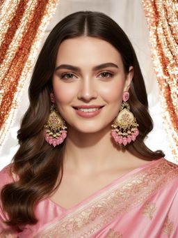 OOMPH - Pink Ethnic Large Drop Earrings
