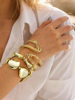 OOMPH - Bold Gold Theme Gold Cuff Bracelet (Pack of 3)
