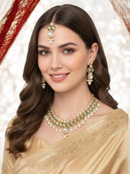 OOMPH - Green Meena Kundan Jewellery Set