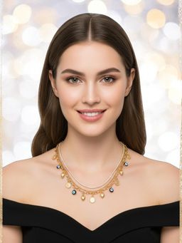 OOMPH - Adjustable Gold Evil Eye Good luck Charm Multi Layer Design Necklace