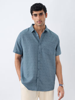 The Souled Store - Arctic Ice Blue Men Holiday Shirt