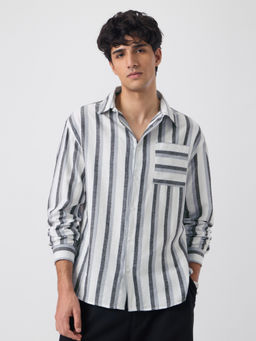 The Souled Store - Mystique White Men Cotton Linen Shirt