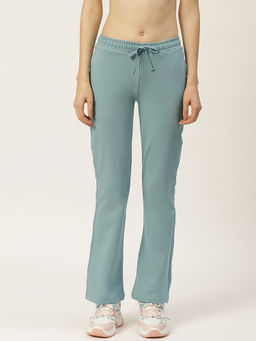 Femea - Women Medium Green Solid Bootcut Fit Track Pants