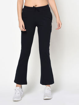 Femea - Women Navy Blue Solid Bootcut Track Pants