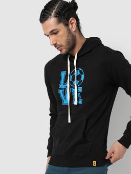 Campus Sutra - Men Typographic Print Hooded Sweatshirt