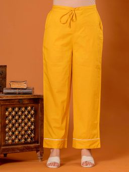 ARAMYA - Women Yellow Soft Cotton Solid Pant