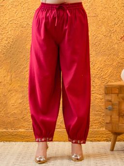 ARAMYA - Women Hot Pink Vertigan Floral Salwar