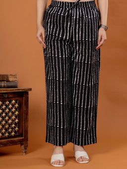 ARAMYA - Women Black Soft Cotton Printed Palazzo