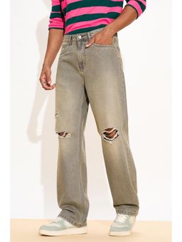 FREAKINS - Dusty Olive Oak Mens Straight Fit Jeans