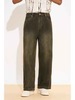 FREAKINS - Fiery Fern Mens Wide Leg Jeans