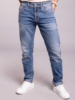 ROOKIES - Med Blue 5 Pocket Low-Rise Ankle Length Jeans