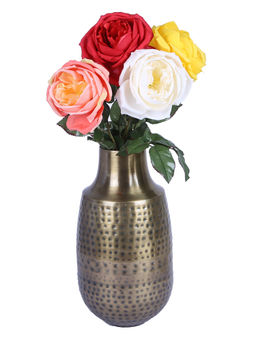 HomeTown - Shiraz Metal Hammered Vases In Gold