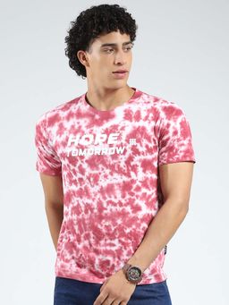 Rock.it - Men Pink Round Neck Half Sleeves T-Shirt