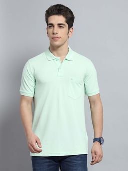 Monte Carlo - Men Green Collar Neck Half Sleeves Polo T-Shirt