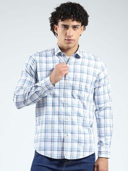 Monte Carlo - Men Blue Collar Neck Full Sleeves Shirt