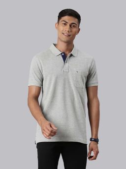 Classic Polo - Men Grey Collar Neck Half Sleeves Polo T-Shirt