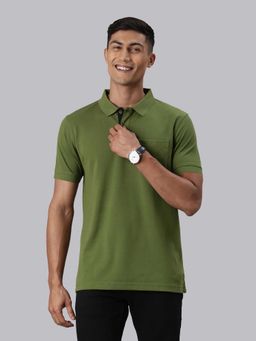 Classic Polo - Men Olive Collar Neck Half Sleeves Polo T-Shirt
