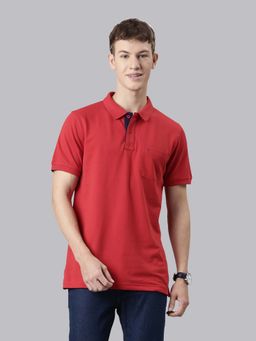Classic Polo - Men Red Collar Neck Half Sleeves Polo T-Shirt