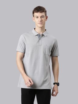 Classic Polo - Men Grey Collar Neck Half Sleeves Polo T-Shirt