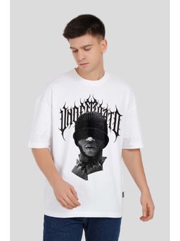 UNDERRATED CLUB - Men White Round Neck Half Sleeves T-Shirt