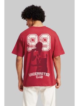 UNDERRATED CLUB - Men Red Round Neck Half Sleeves T-Shirt