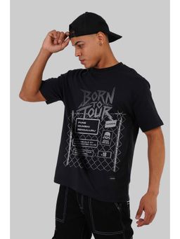 UNDERRATED CLUB - Men Black Round Neck Half Sleeves T-Shirt