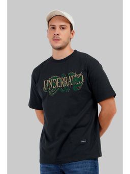 UNDERRATED CLUB - Men Black Round Neck Half Sleeves T-Shirt
