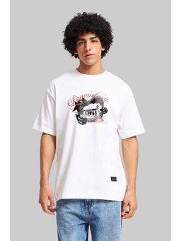 UNDERRATED CLUB - Men White Round Neck Half Sleeves T-Shirt