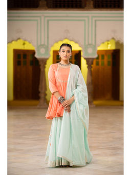 Taraasi - Chandni Mint Green Mulmul Cotton Kalidar Ghaghra