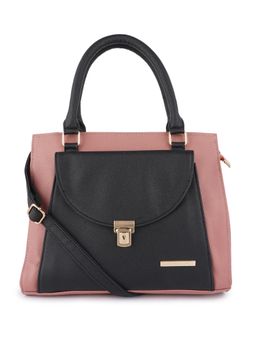 Lapis O Lupo - Pink & Black Solid-Plain Handbag