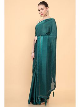 Soch - Women Blue Chiffon Embellished/Sequined Saree with Unstitched Blouse